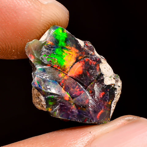 Elegant Top Grade Quality 100% Natural Welo Fire Black Ethiopian Opal Rough Loose Gemstone For Making Jewelry 16X12X7 MM 5.5 Cts. KR04-59 Sunkarton