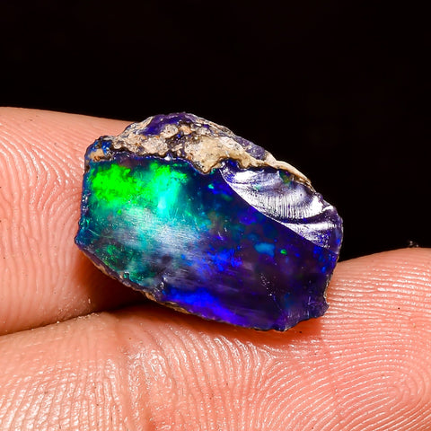 Classic Top Grade Quality 100% Natural Welo Fire Blue Ethiopian Opal Rough Loose Gemstone For Making Jewelry 16X11X8 MM 6 Cts. KR04-5 Sunkarton