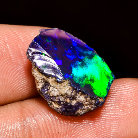 Classic Top Grade Quality 100% Natural Welo Fire Blue Ethiopian Opal Rough Loose Gemstone For Making Jewelry 16X11X8 MM 6 Cts. KR04-5 Sunkarton