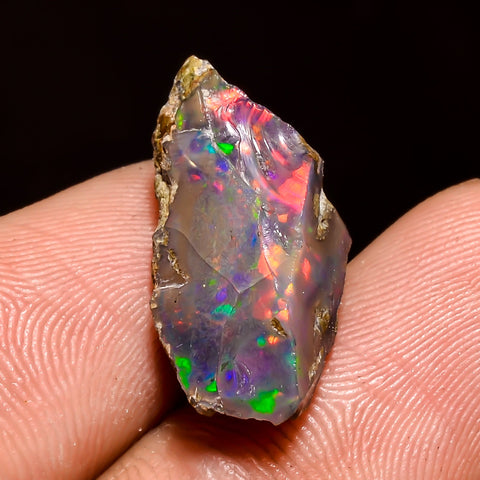 Immaculate Top Grade Quality 100% Natural Welo Fire Black Ethiopian Opal Rough Loose Gemstone For Making Jewelry 20X10X8 MM 5 Cts. KR04-63 Sunkarton