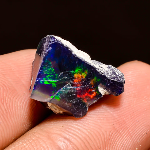 Splendid Top Grade Quality 100% Natural Welo Fire Black Ethiopian Opal Rough Loose Gemstone For Making Jewelry 14X11X10 MM 5.5 Cts. KR04-68 Sunkarton