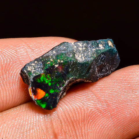 Beautiful Top Grade Quality 100% Natural Welo Fire Black Ethiopian Opal Rough Loose Gemstone For Making Jewelry 20X9X8 MM 5.5 Cts. KR04-79 Sunkarton