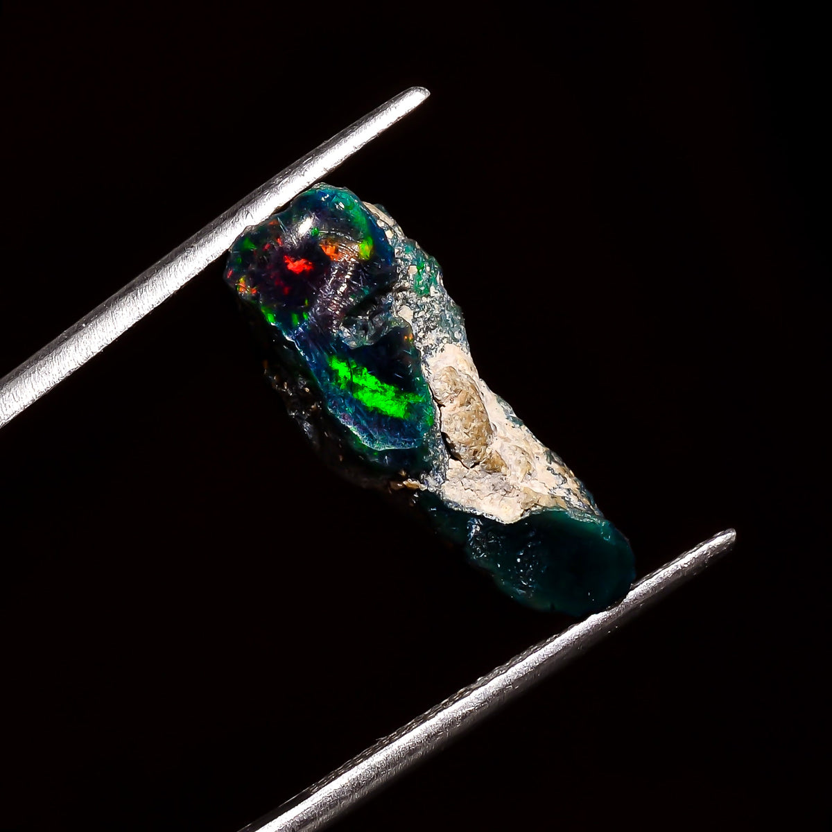 Beautiful Top Grade Quality 100% Natural Welo Fire Black Ethiopian Opal Rough Loose Gemstone For Making Jewelry 20X9X8 MM 5.5 Cts. KR04-79 Sunkarton