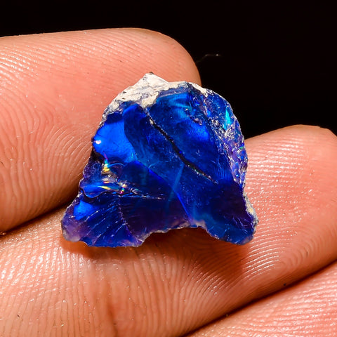Dazzling Top Grade Quality 100% Natural Welo Fire Blue Ethiopian Opal Rough Loose Gemstone For Making Jewelry 16X13X8 MM 5 Cts. KR04-81 Sunkarton