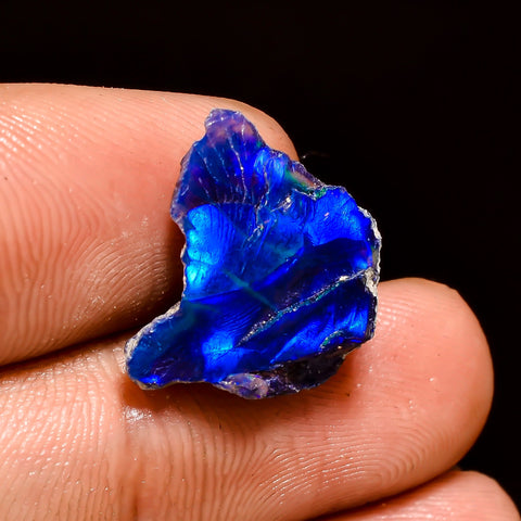 Dazzling Top Grade Quality 100% Natural Welo Fire Blue Ethiopian Opal Rough Loose Gemstone For Making Jewelry 16X13X8 MM 5 Cts. KR04-81 Sunkarton