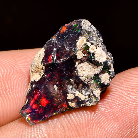 Fantastic Top Grade Quality 100% Natural Welo Fire Black Ethiopian Opal Rough Loose Gemstone For Making Jewelry 21X15X11 MM 9.5 Cts. KR04-86 Sunkarton