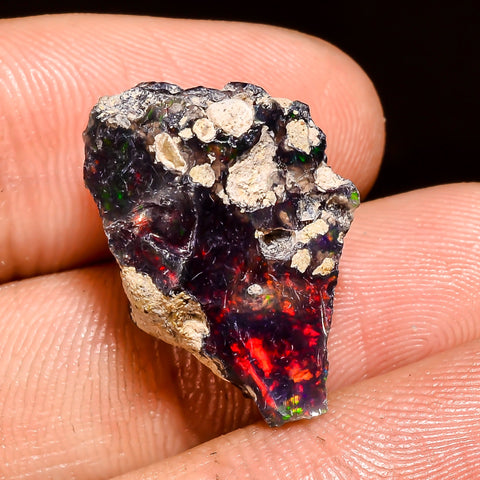 Fantastic Top Grade Quality 100% Natural Welo Fire Black Ethiopian Opal Rough Loose Gemstone For Making Jewelry 21X15X11 MM 9.5 Cts. KR04-86 Sunkarton