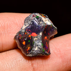 Immaculate Top Grade Quality 100% Natural Welo Fire Black Ethiopian Opal Rough Loose Gemstone For Making Jewelry 19X14X7 MM 7 Cts. KR04-88 Sunkarton