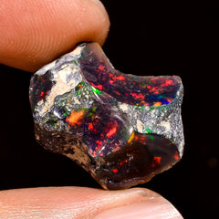 Immaculate Top Grade Quality 100% Natural Welo Fire Black Ethiopian Opal Rough Loose Gemstone For Making Jewelry 19X14X7 MM 7 Cts. KR04-88 Sunkarton