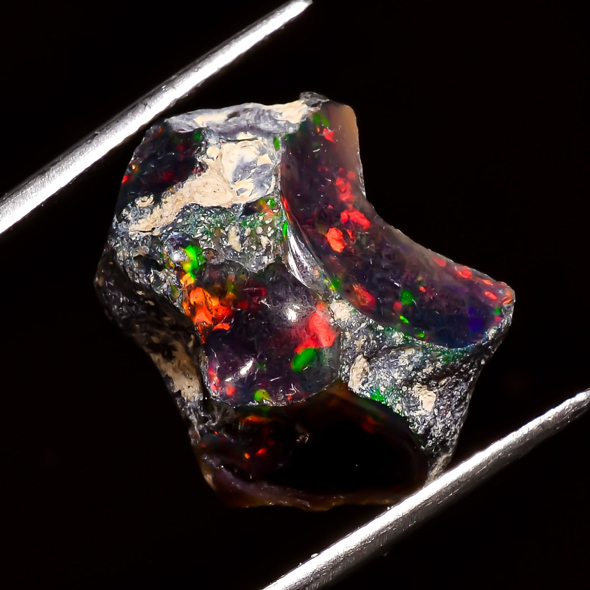 Immaculate Top Grade Quality 100% Natural Welo Fire Black Ethiopian Opal Rough Loose Gemstone For Making Jewelry 19X14X7 MM 7 Cts. KR04-88 Sunkarton