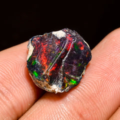 Stunning Top Grade Quality 100% Natural Welo Fire Black Ethiopian Opal Rough Loose Gemstone For Making Jewelry 14X14X9 MM 6 Cts. KR04-95 Sunkarton