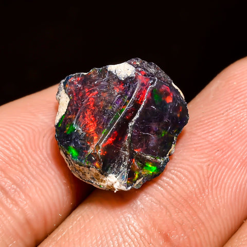 Stunning Top Grade Quality 100% Natural Welo Fire Black Ethiopian Opal Rough Loose Gemstone For Making Jewelry 14X14X9 MM 6 Cts. KR04-95 Sunkarton