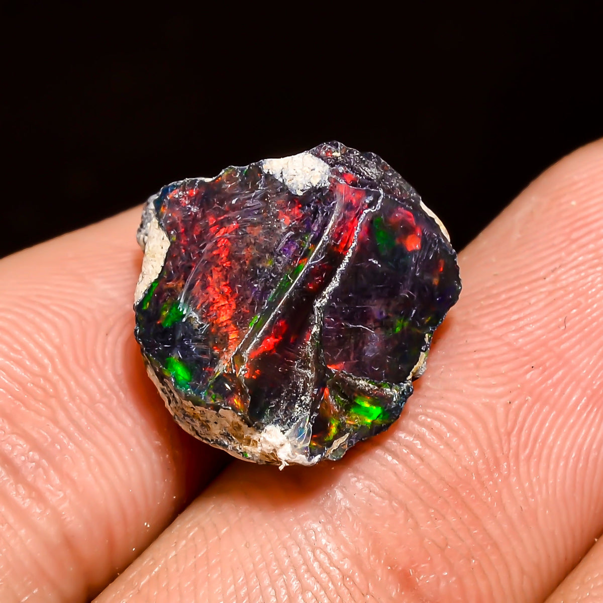 Stunning Top Grade Quality 100% Natural Welo Fire Black Ethiopian Opal Rough Loose Gemstone For Making Jewelry 14X14X9 MM 6 Cts. KR04-95 Sunkarton