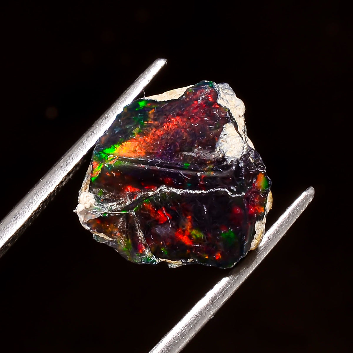 Stunning Top Grade Quality 100% Natural Welo Fire Black Ethiopian Opal Rough Loose Gemstone For Making Jewelry 14X14X9 MM 6 Cts. KR04-95 Sunkarton