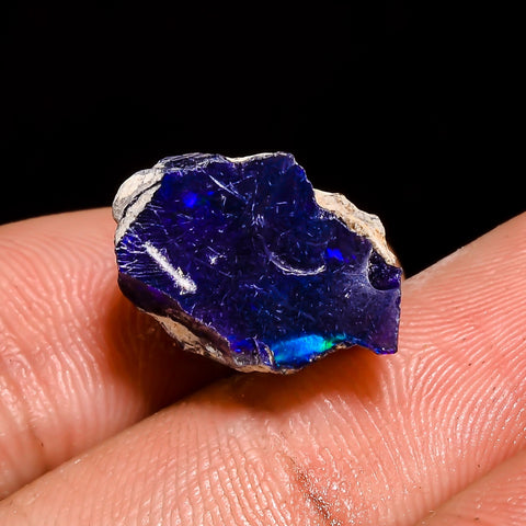 Amazing Top Grade Quality 100% Natural Welo Fire Black Ethiopian Opal Rough Loose Gemstone For Making Jewelry 15X13X9 MM 7.5 Cts. KR05-100 Sunkarton