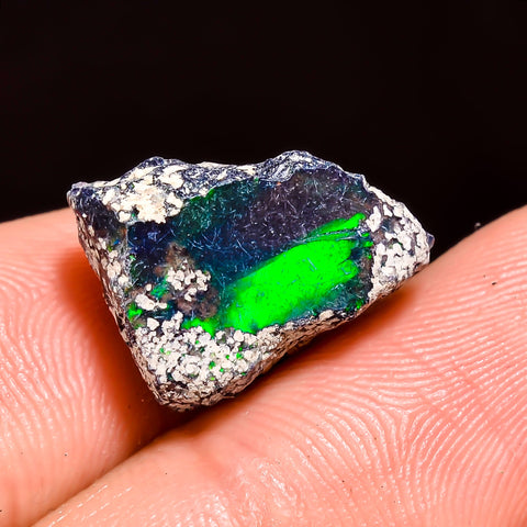 Immaculate Top Grade Quality 100% Natural Welo Fire Black Ethiopian Opal Rough Loose Gemstone For Making Jewelry 16X10X8 MM 6.5 Cts. KR05-12 Sunkarton
