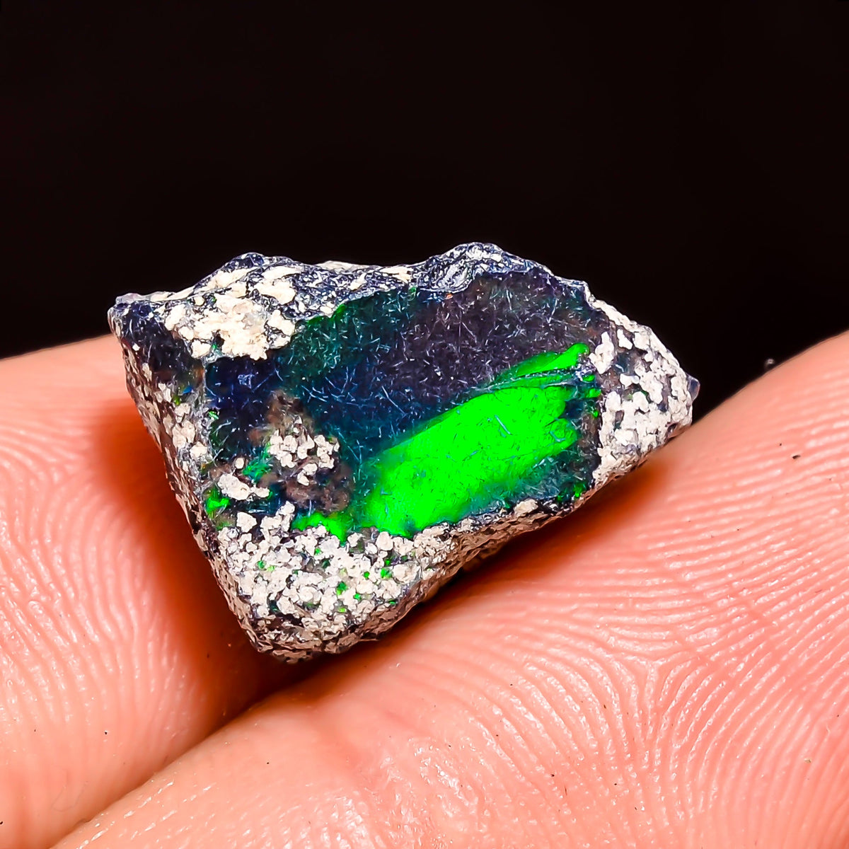 Immaculate Top Grade Quality 100% Natural Welo Fire Black Ethiopian Opal Rough Loose Gemstone For Making Jewelry 16X10X8 MM 6.5 Cts. KR05-12 Sunkarton