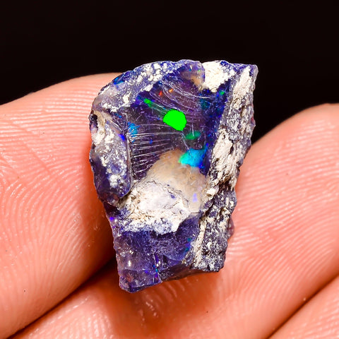 Superb Top Grade Quality 100% Natural Welo Fire Blue Ethiopian Opal Rough Loose Gemstone For Making Jewelry 16X13X6 MM 7 Cts. KR05-18 Sunkarton