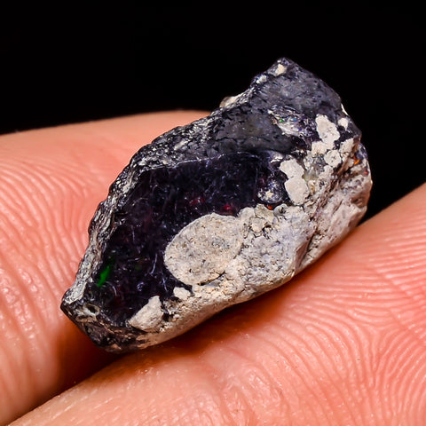 Attractive Top Grade Quality 100% Natural Welo Fire Black Ethiopian Opal Rough Loose Gemstone For Making Jewelry 18X12X9 MM 8.5 Cts. KR05-1 Sunkarton