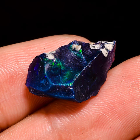 Supreme Top Grade Quality 100% Natural Welo Fire Blue Ethiopian Opal Rough Loose Gemstone For Making Jewelry 18X11X7 MM 5 Cts. KR05-20 Sunkarton