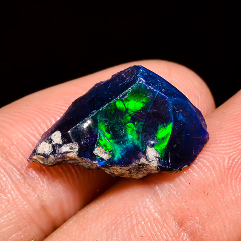 Supreme Top Grade Quality 100% Natural Welo Fire Blue Ethiopian Opal Rough Loose Gemstone For Making Jewelry 18X11X7 MM 5 Cts. KR05-20 Sunkarton