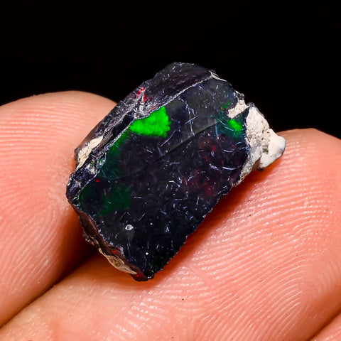 Unique Top Grade Quality 100% Natural Welo Fire Black Ethiopian Opal Rough Loose Gemstone For Making Jewelry 14X9X8 MM 5.5 Cts. KR05-23 Sunkarton