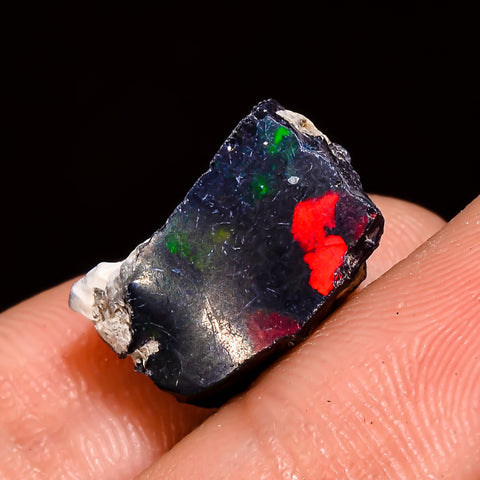 Unique Top Grade Quality 100% Natural Welo Fire Black Ethiopian Opal Rough Loose Gemstone For Making Jewelry 14X9X8 MM 5.5 Cts. KR05-23 Sunkarton
