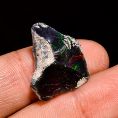 Awesome Top Grade Quality 100% Natural Welo Fire Black Ethiopian Opal Rough Loose Gemstone For Making Jewelry 20X15X8 MM 7.5 Cts. KR05-27 Sunkarton