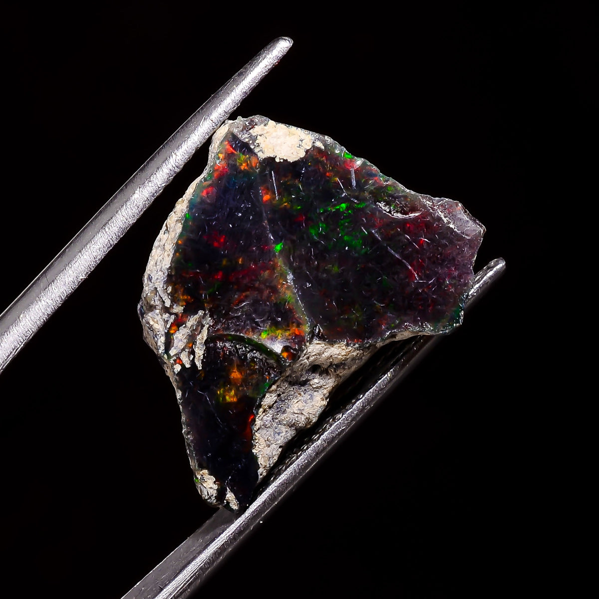 Awesome Top Grade Quality 100% Natural Welo Fire Black Ethiopian Opal Rough Loose Gemstone For Making Jewelry 20X15X8 MM 7.5 Cts. KR05-27 Sunkarton