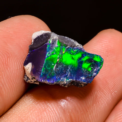 Classic Top Grade Quality 100% Natural Welo Fire Black Ethiopian Opal Rough Loose Gemstone For Making Jewelry 14X11X11 MM 5.5 Cts. KR05-29 Sunkarton
