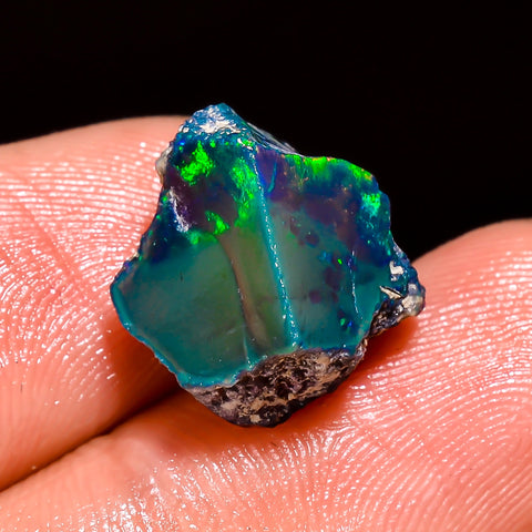 Awesome Top Grade Quality 100% Natural Welo Fire Black Ethiopian Opal Rough Loose Gemstone For Making Jewelry 14X12X9 MM 6.5 Cts. KR05-2 Sunkarton