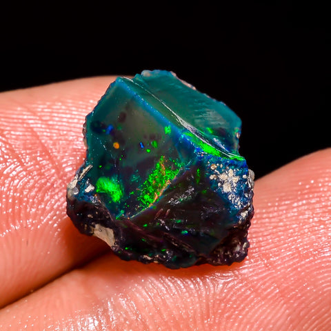 Awesome Top Grade Quality 100% Natural Welo Fire Black Ethiopian Opal Rough Loose Gemstone For Making Jewelry 14X12X9 MM 6.5 Cts. KR05-2 Sunkarton