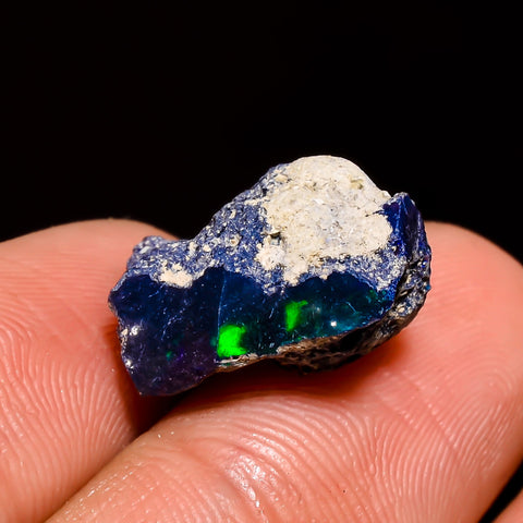 Excellent Top Grade Quality 100% Natural Welo Fire Black Ethiopian Opal Rough Loose Gemstone For Making Jewelry 15X11X9 MM 5.5 Cts. KR05-31 Sunkarton
