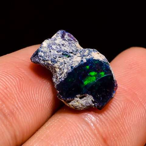 Excellent Top Grade Quality 100% Natural Welo Fire Black Ethiopian Opal Rough Loose Gemstone For Making Jewelry 15X11X9 MM 5.5 Cts. KR05-31 Sunkarton