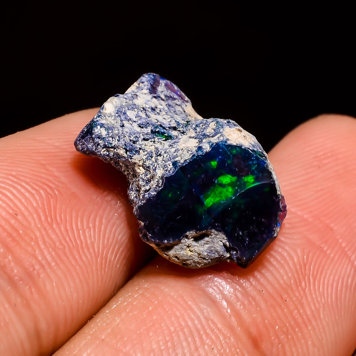 Excellent Top Grade Quality 100% Natural Welo Fire Black Ethiopian Opal Rough Loose Gemstone For Making Jewelry 15X11X9 MM 5.5 Cts. KR05-31 Sunkarton