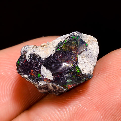 Fabulous Top Grade Quality 100% Natural Welo Fire Black Ethiopian Opal Rough Loose Gemstone For Making Jewelry 14X12X10 MM 5.5 Cts. KR05-34 Sunkarton