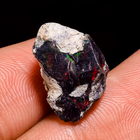 Fabulous Top Grade Quality 100% Natural Welo Fire Black Ethiopian Opal Rough Loose Gemstone For Making Jewelry 14X12X10 MM 5.5 Cts. KR05-34 Sunkarton