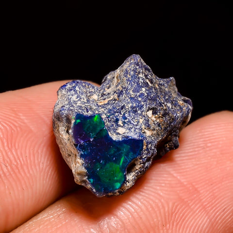Incredible Top Grade Quality 100% Natural Welo Fire Blue Ethiopian Opal Rough Loose Gemstone For Making Jewelry 17X12X11 MM 9.5 Cts. KR05-38 Sunkarton