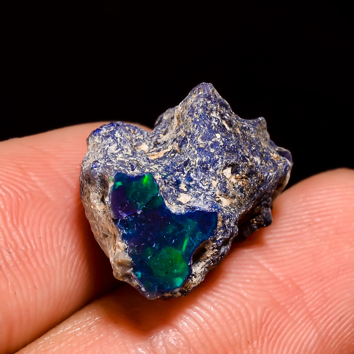 Incredible Top Grade Quality 100% Natural Welo Fire Blue Ethiopian Opal Rough Loose Gemstone For Making Jewelry 17X12X11 MM 9.5 Cts. KR05-38 Sunkarton