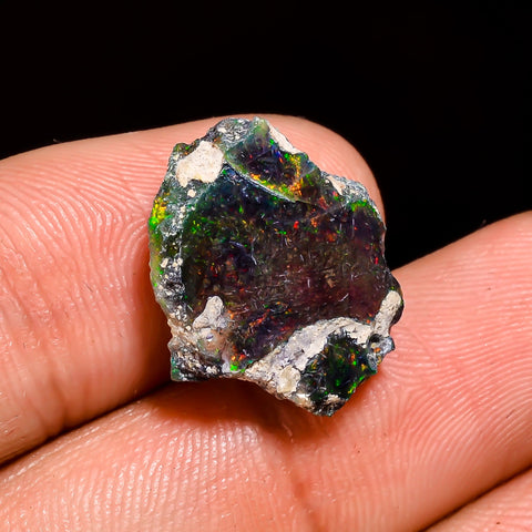 Marvellous Top Grade Quality 100% Natural Welo Fire Black Ethiopian Opal Rough Loose Gemstone For Making Jewelry 17X13X5 MM 6 Cts. KR05-39 Sunkarton