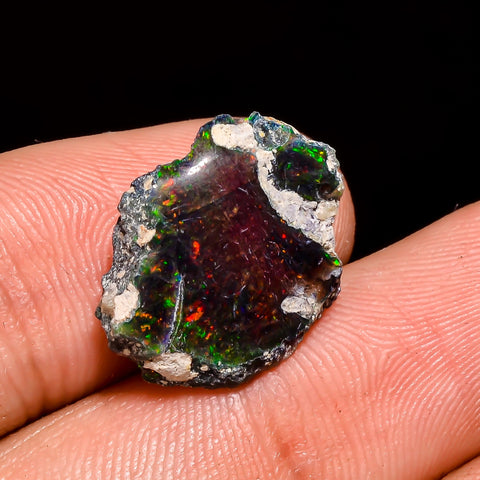 Marvellous Top Grade Quality 100% Natural Welo Fire Black Ethiopian Opal Rough Loose Gemstone For Making Jewelry 17X13X5 MM 6 Cts. KR05-39 Sunkarton