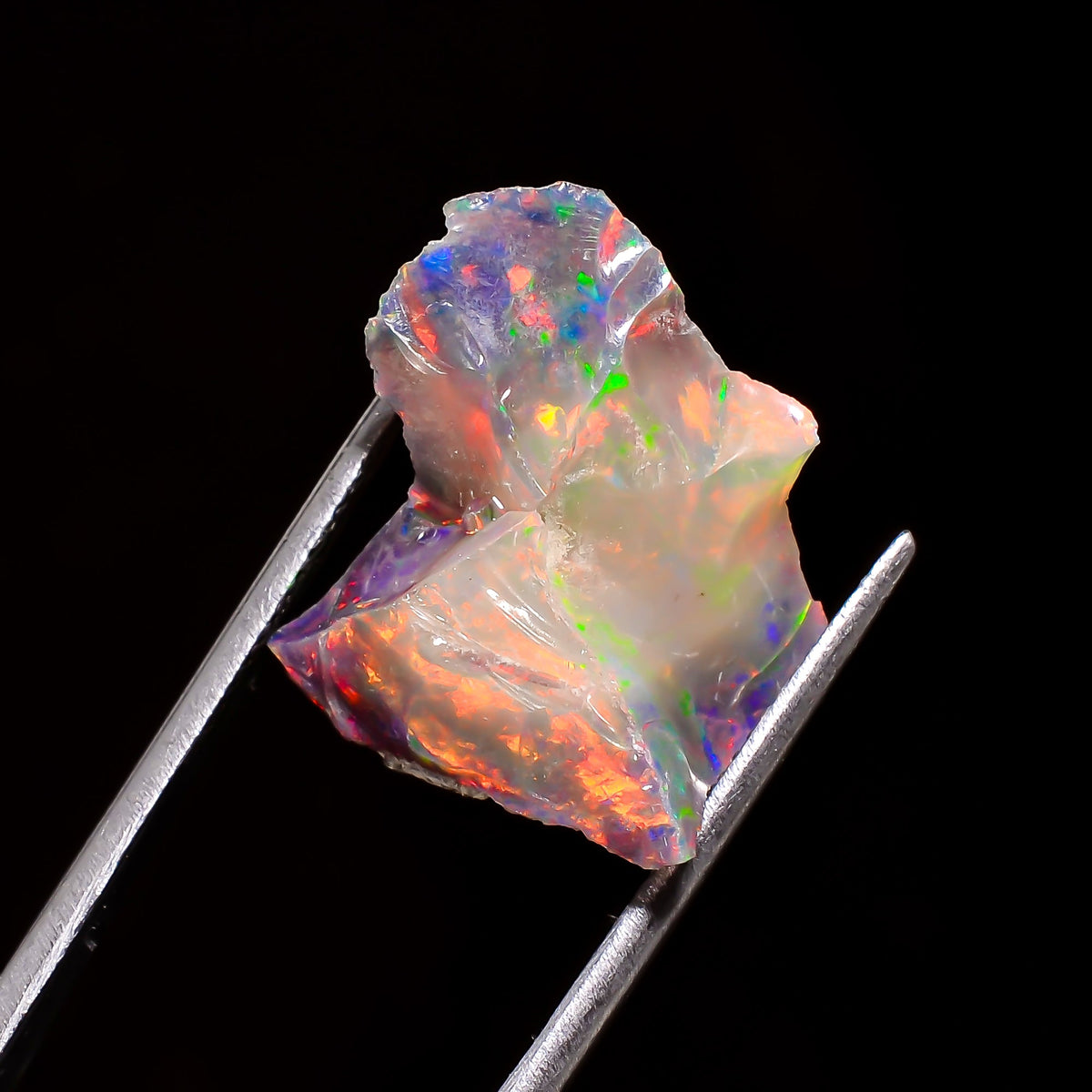Splendid Top Grade Quality 100% Natural Welo Fire Black Ethiopian Opal Rough Loose Gemstone For Making Jewelry 19X17X9 MM 9.5 Cts. KR05-42 Sunkarton