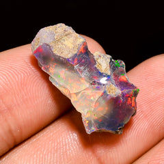 Superb Top Grade Quality 100% Natural Welo Fire Black Ethiopian Opal Rough Loose Gemstone For Making Jewelry 22X12X9 MM 8 Cts. KR05-43 Sunkarton