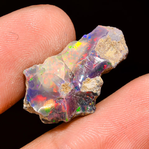 Superb Top Grade Quality 100% Natural Welo Fire Black Ethiopian Opal Rough Loose Gemstone For Making Jewelry 22X12X9 MM 8 Cts. KR05-43 Sunkarton