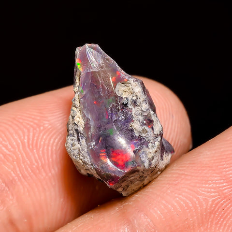 Stunning Top Grade Quality 100% Natural Welo Fire Black Ethiopian Opal Rough Loose Gemstone For Making Jewelry 16X12X10 MM 7 Cts. KR05-44 Sunkarton