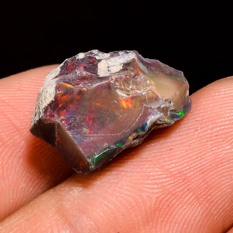 Stunning Top Grade Quality 100% Natural Welo Fire Black Ethiopian Opal Rough Loose Gemstone For Making Jewelry 16X12X10 MM 7 Cts. KR05-44 Sunkarton