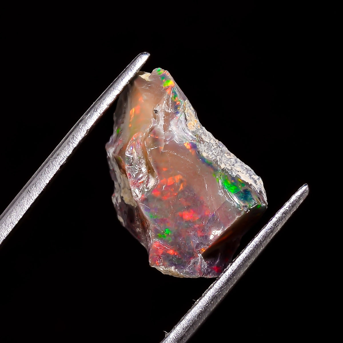 Stunning Top Grade Quality 100% Natural Welo Fire Black Ethiopian Opal Rough Loose Gemstone For Making Jewelry 16X12X10 MM 7 Cts. KR05-44 Sunkarton
