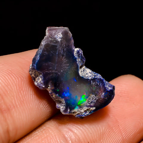 Supreme Top Grade Quality 100% Natural Welo Fire Black Ethiopian Opal Rough Loose Gemstone For Making Jewelry 18X11X6 MM 5.5 Cts. KR05-45 Sunkarton