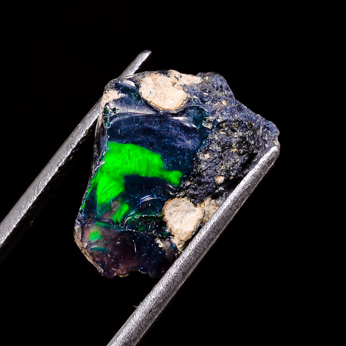 Terrific Top Grade Quality 100% Natural Welo Fire Blue Ethiopian Opal Rough Loose Gemstone For Making Jewelry 16X13X8 MM 7 Cts. KR05-47 Sunkarton