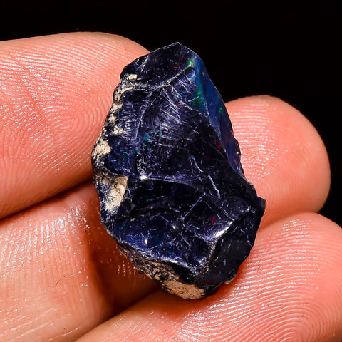 Classic Top Grade Quality 100% Natural Welo Fire Black Ethiopian Opal Rough Loose Gemstone For Making Jewelry 21X14X10 MM 12 Cts. KR05-4 Sunkarton